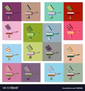 Modern flat icons collection with shadow vector image