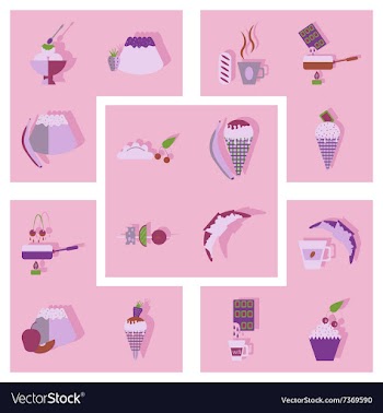Modern flat icons collection with shadow vector image