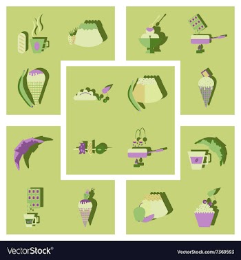 Modern flat icons collection with shadow vector image