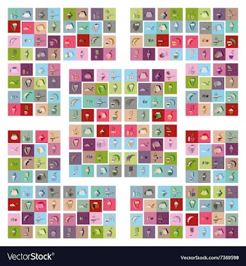 Modern flat icons collection with shadow vector image
