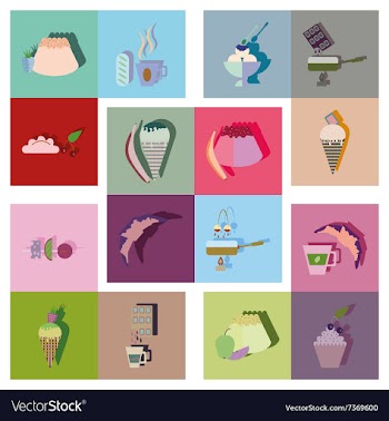 Modern flat icons collection with shadow vector image