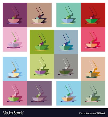 Modern flat icons collection with shadow vector image