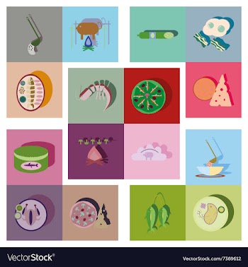 Modern flat icons collection with shadow vector image