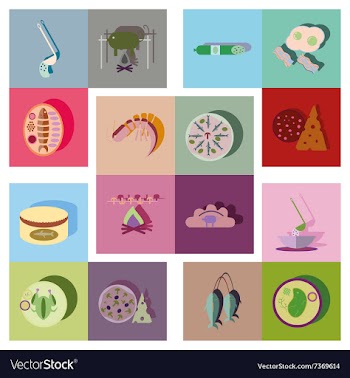 Modern flat icons collection with shadow vector image