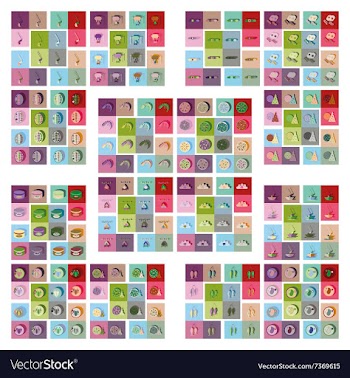 Modern flat icons collection with shadow vector image