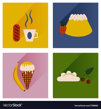 Modern flat icons collection with shadow vector image