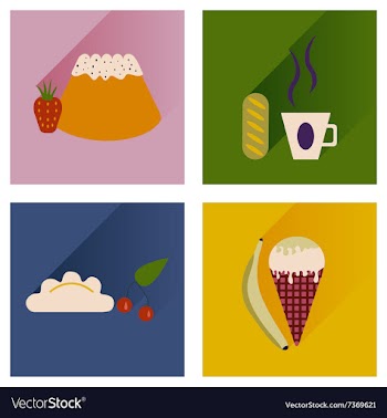 Modern flat icons collection with shadow vector image