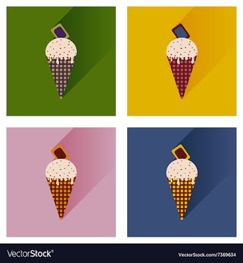 Modern flat icons collection with shadow vector image