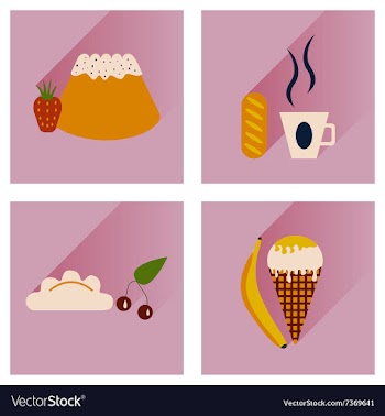 Modern flat icons collection with shadow vector image