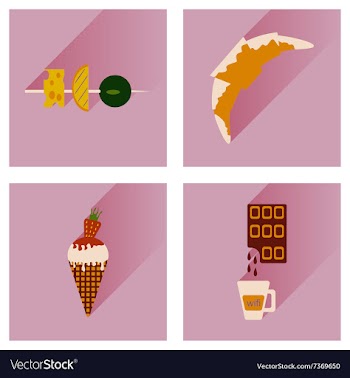 Modern flat icons collection with shadow vector image