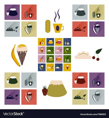 Modern flat icons collection with shadow vector image