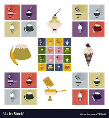 Modern flat icons collection with shadow vector image