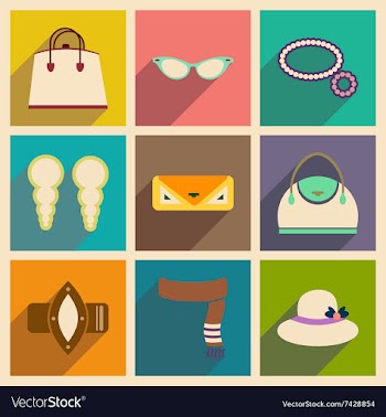 Modern flat icons collection with shadow vector image