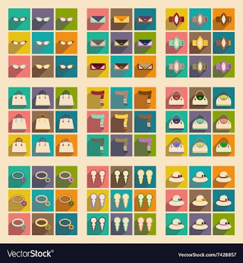 Modern flat icons collection with shadow vector image