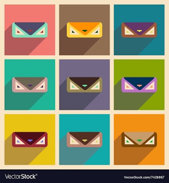 Modern flat icons collection with shadow vector image