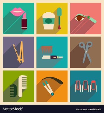 Modern flat icons collection with shadow vector image