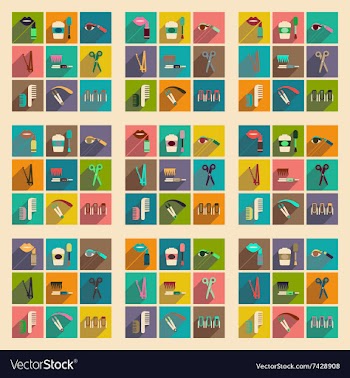 Modern flat icons collection with shadow vector image