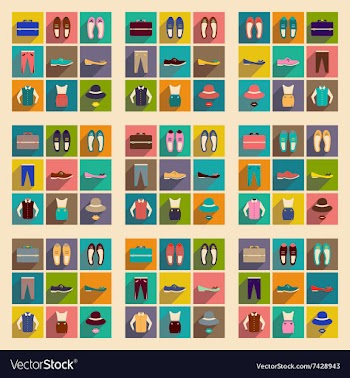 Modern flat icons collection with shadow vector image