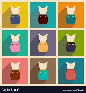 Modern flat icons collection with shadow vector image