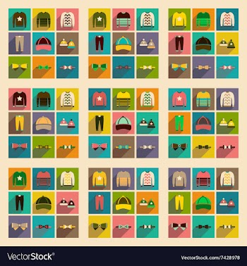 Modern flat icons collection with shadow vector image