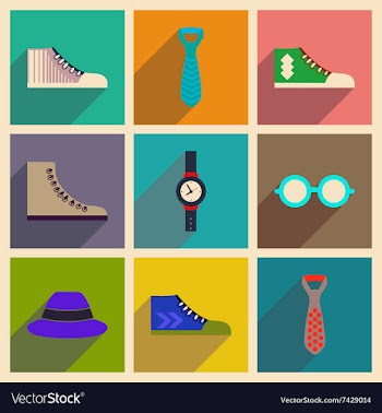 Modern flat icons collection with shadow vector image