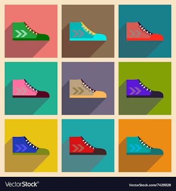 Modern flat icons collection with shadow vector image