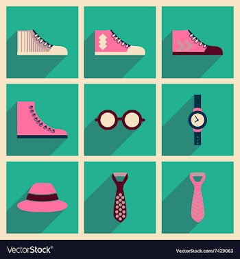 Modern flat icons collection with shadow vector image