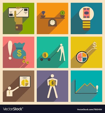 Modern flat icons collection with shadow vector image