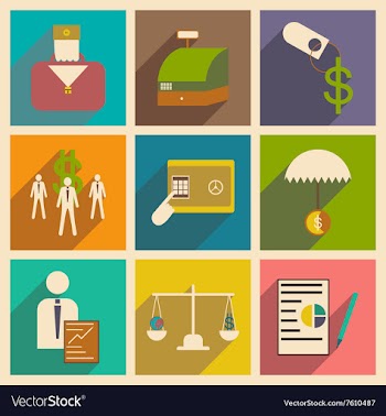 Modern flat icons collection with shadow vector image