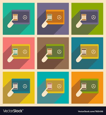 Modern flat icons collection with shadow vector image