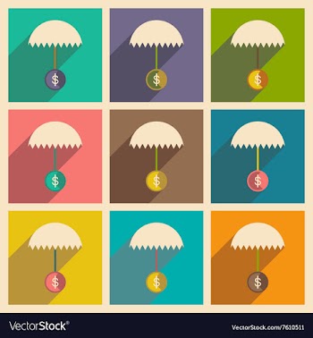 Modern flat icons collection with shadow vector image
