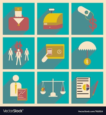 Modern flat icons collection with shadow vector image