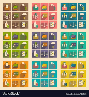 Modern flat icons collection with shadow vector image