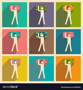 Modern flat icons collection with shadow vector image