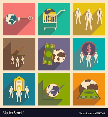 Modern flat icons collection with shadow vector image