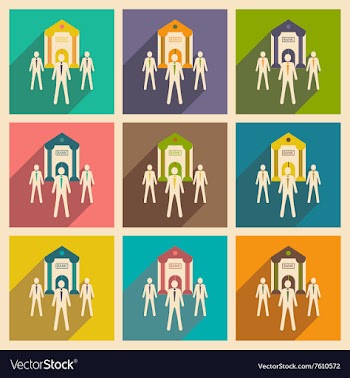 Modern flat icons collection with shadow vector image