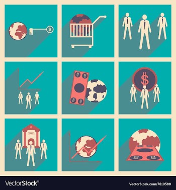Modern flat icons collection with shadow vector image