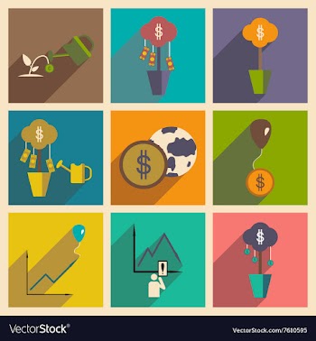 Modern flat icons collection with shadow vector image