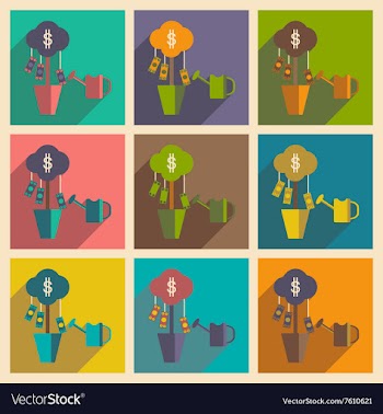 Modern flat icons collection with shadow vector image