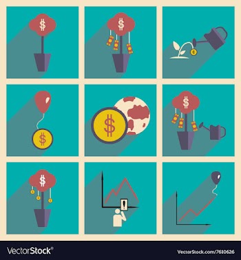 Modern flat icons collection with shadow vector image