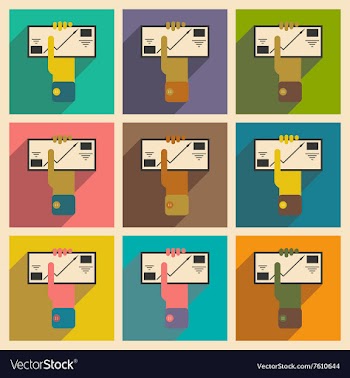 Modern flat icons collection with shadow vector image