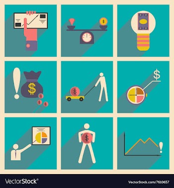 Modern flat icons collection with shadow vector image