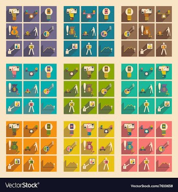Modern flat icons collection with shadow vector image