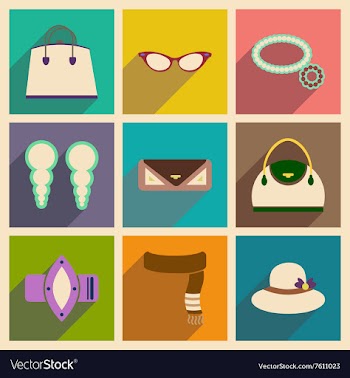 Modern flat icons collection with shadow vector image