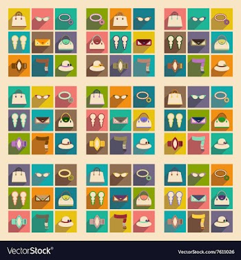 Modern flat icons collection with shadow vector image