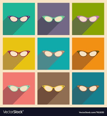 Modern flat icons collection with shadow vector image