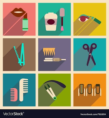 Modern flat icons collection with shadow vector image