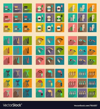 Modern flat icons collection with shadow vector image