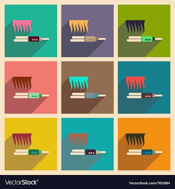Modern flat icons collection with shadow vector image