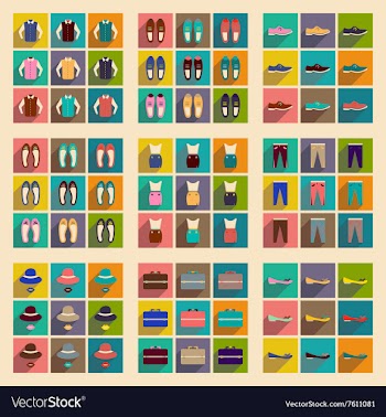 Modern flat icons collection with shadow vector image